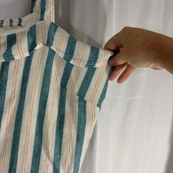 Torrid Smocked Back Tank Blue Yellow Striped Size 1 (14/16) Plus Size Top - Picture 6 of 9